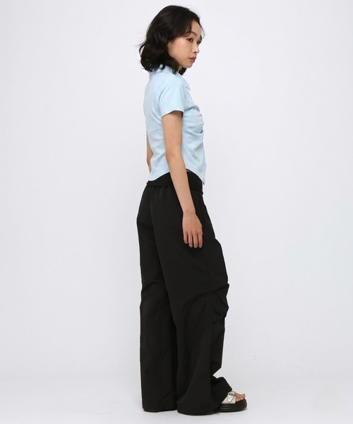 3.3 Field Trip （3.3フィールドトリップ）の「3.3 Field Trip／フロントギャザーショートスリーブトップス（Tシャツ/カットソー・レディース・ブラック/グレー/ブルー・FREE）」の11枚目の写真