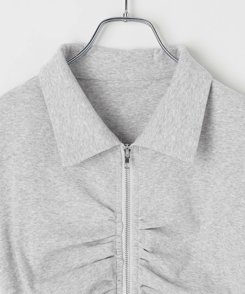 3.3 Field Trip （3.3フィールドトリップ）の「3.3 Field Trip／フロントギャザーショートスリーブトップス（Tシャツ/カットソー・レディース・ブラック/グレー/ブルー・FREE）」の15枚目の写真