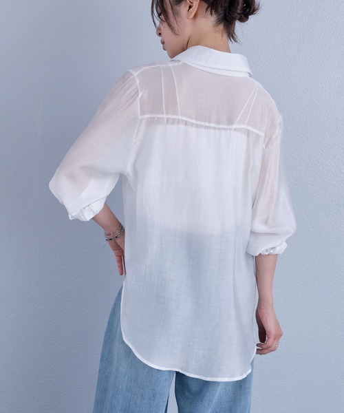 murea（ミュレア）の「変形デザインレギュラーカラーシアーシャツ（シャツ/ブラウス・レディース・ホワイト/ベージュ/ブラック・FREE）」の13枚目の写真