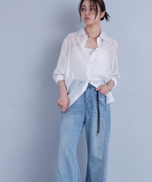 murea（ミュレア）の「変形デザインレギュラーカラーシアーシャツ（シャツ/ブラウス・レディース・ホワイト/ベージュ/ブラック・FREE）」の15枚目の写真
