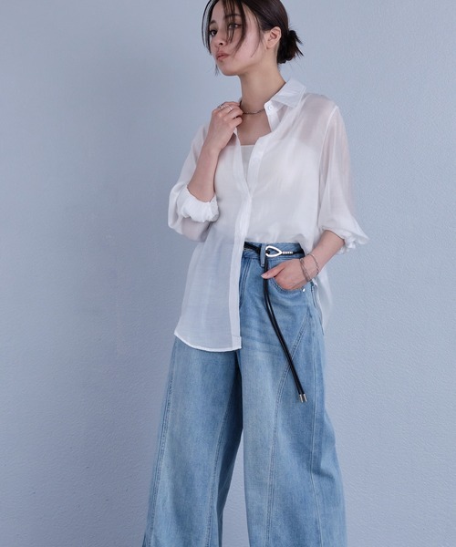 murea（ミュレア）の「変形デザインレギュラーカラーシアーシャツ（シャツ/ブラウス・レディース・ホワイト/ベージュ/ブラック・FREE）」の16枚目の写真