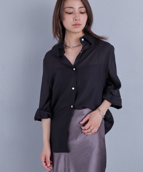 murea（ミュレア）の「変形デザインレギュラーカラーシアーシャツ（シャツ/ブラウス・レディース・ホワイト/ベージュ/ブラック・FREE）」の18枚目の写真