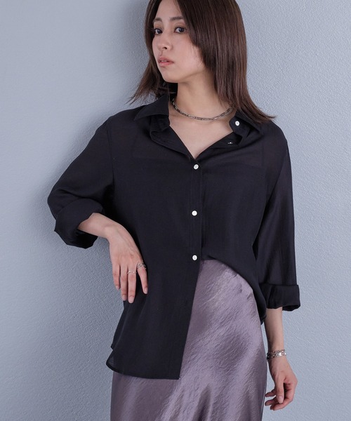 murea（ミュレア）の「変形デザインレギュラーカラーシアーシャツ（シャツ/ブラウス・レディース・ホワイト/ベージュ/ブラック・FREE）」の19枚目の写真