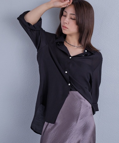 murea（ミュレア）の「変形デザインレギュラーカラーシアーシャツ（シャツ/ブラウス・レディース・ホワイト/ベージュ/ブラック・FREE）」の20枚目の写真