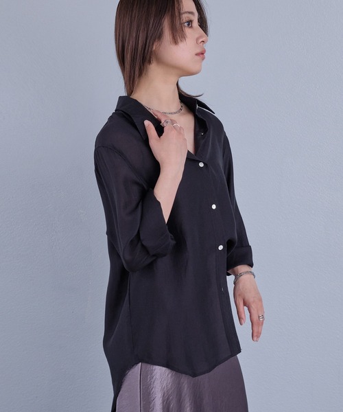 murea（ミュレア）の「変形デザインレギュラーカラーシアーシャツ（シャツ/ブラウス・レディース・ホワイト/ベージュ/ブラック・FREE）」の21枚目の写真