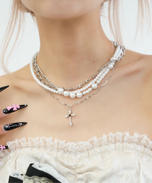 【専用】2点 ぷっくり♡うるうるオーバルシェルトップネックレス dollslutz】complex necklace / 【ﾄﾞﾙｽﾞﾗｯﾂ】コンプレックスネックレス