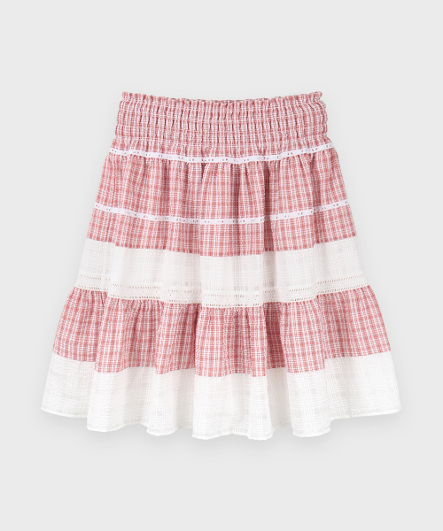 SINOON(シヌーン)の「Smocking Color Block Flare Skirt (Red)(スカート・レディース・レッド・FREE)」の5枚目の写真