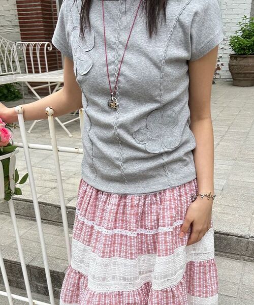 SINOON(シヌーン)の「Smocking Color Block Flare Skirt (Red)(スカート・レディース・レッド・FREE)」の6枚目の写真