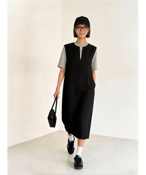 Sew loop(ソーループ)の「キーネックジャンパースカート(ジャンパースカート・レディース・ブラック・L/M)」の14枚目の写真