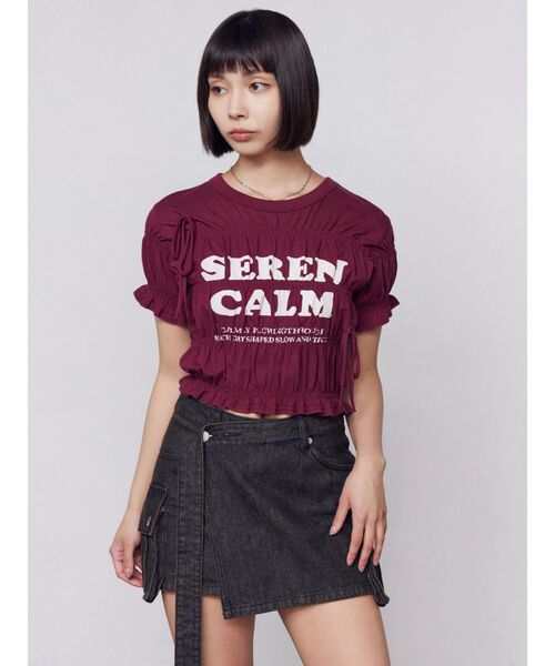 EMODA（エモダ）の「ロゴギャザーTシャツ（Tシャツ/カットソー・レディース・ホワイト/レッド/グレー・FREE）」の14枚目の写真
