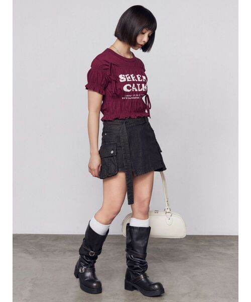EMODA（エモダ）の「ロゴギャザーTシャツ（Tシャツ/カットソー・レディース・ホワイト/レッド/グレー・FREE）」の16枚目の写真