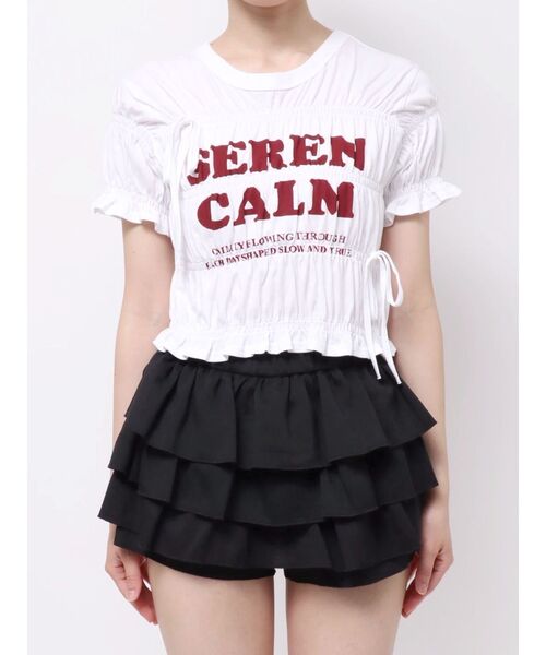 EMODA（エモダ）の「ロゴギャザーTシャツ（Tシャツ/カットソー・レディース・ホワイト/レッド/グレー・FREE）」の17枚目の写真