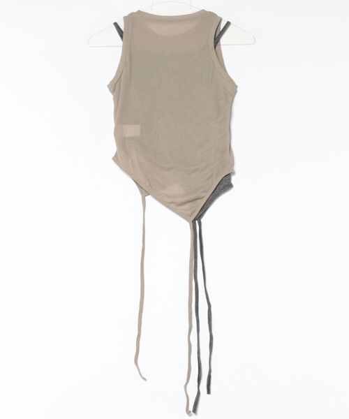 Never mind the XU / Chikashitsu+(ネバーマインド ザ エックスユー / チカシツプラス)の「【Nerd out XU】sheer layered tank top / 【ナードアウトエックスユー】シアーレイヤードタンクトップ<着用動画あり>(タンクトップ・レディース・チャコール・M)」の2枚目の写真