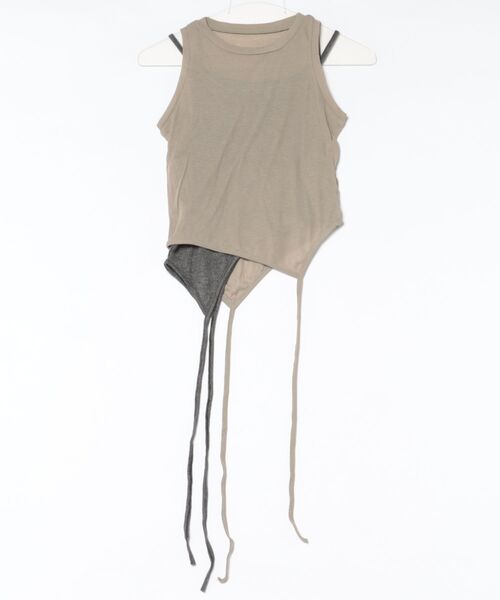 Never mind the XU / Chikashitsu+(ネバーマインド ザ エックスユー / チカシツプラス)の「【Nerd out XU】sheer layered tank top / 【ナードアウトエックスユー】シアーレイヤードタンクトップ<着用動画あり>(タンクトップ・レディース・チャコール・M)」の12枚目の写真