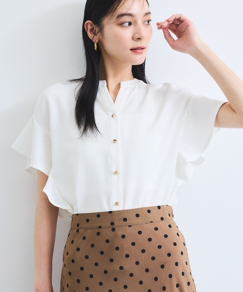 VIS(ビス)の「【WEB限定】フリルバンドカラースキッパーシャツ(シャツ/ブラウス・レディース・サックスブルー/ホワイト/ピンク・FREE)」の6枚目の写真