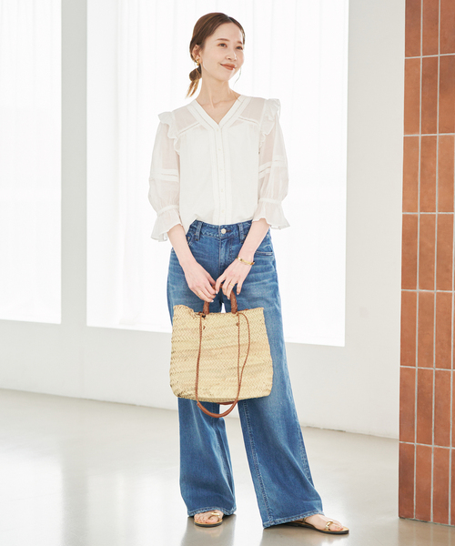 KECH LeS ESSENTIELS（ケッシュルエッセンシャル）の「KECH/ケシュ SLOBE別注 カゴトートバッグ（かごバッグ・レディース・ブラウン・FREE）」の5枚目の写真