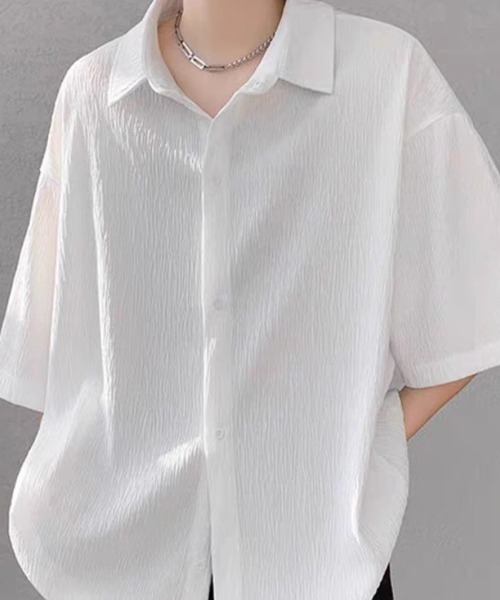 KELVIN(ケルヴァン)の「Crinkle Loose Shirt クリンクルルーズシャツ(シャツ/ブラウス・メンズ・ホワイト/ブラック・LARGE/MEDIUM)」の4枚目の写真