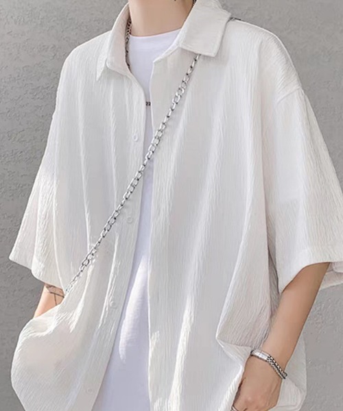 KELVIN(ケルヴァン)の「Crinkle Loose Shirt クリンクルルーズシャツ(シャツ/ブラウス・メンズ・ホワイト/ブラック・LARGE/MEDIUM)」の5枚目の写真