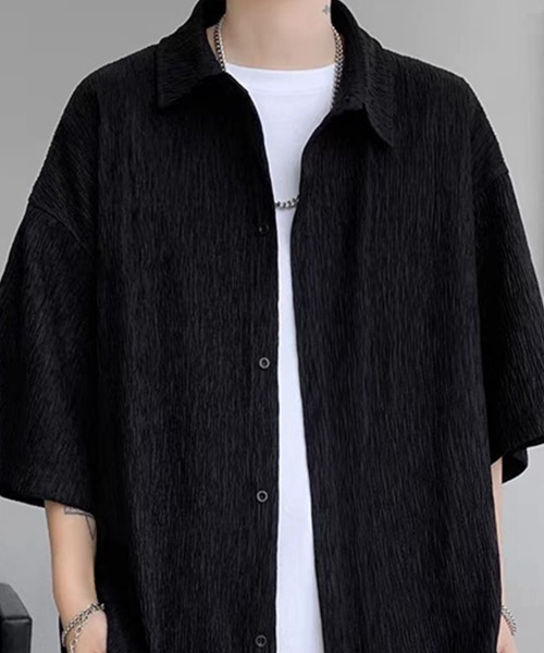 KELVIN(ケルヴァン)の「Crinkle Loose Shirt クリンクルルーズシャツ(シャツ/ブラウス・メンズ・ホワイト/ブラック・LARGE/MEDIUM)」の6枚目の写真