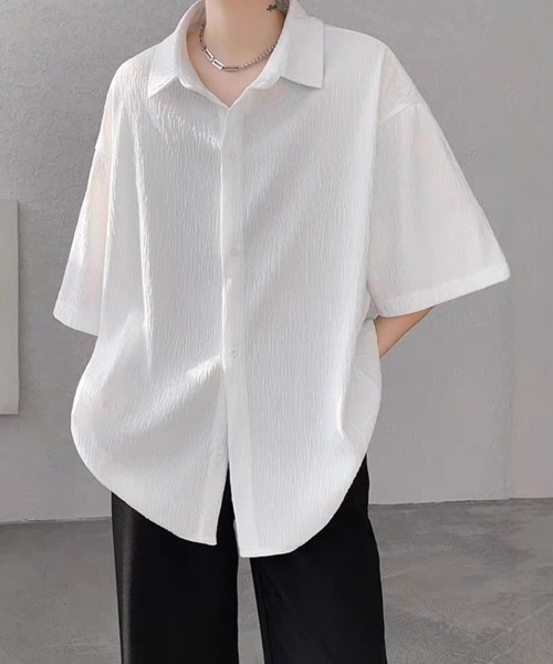 KELVIN(ケルヴァン)の「Crinkle Loose Shirt クリンクルルーズシャツ(シャツ/ブラウス・メンズ・ホワイト/ブラック・LARGE/MEDIUM)」の7枚目の写真
