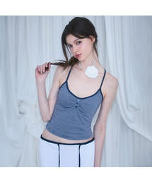 Stripe Button Sleeveless [Navy]