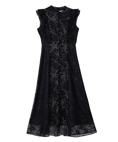 Ameri(アメリ)の「GLITTER LACE DRAPE FRILL DRESS(ドレス・レディース・ブラック/ベージュ・SMALL/MEDIUM)」の20枚目の写真