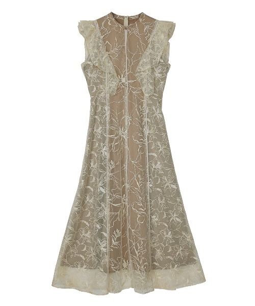 Ameri(アメリ)の「GLITTER LACE DRAPE FRILL DRESS(ドレス・レディース・ブラック/ベージュ・SMALL/MEDIUM)」の21枚目の写真