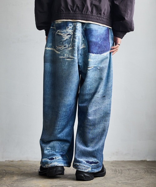 TALKING ABOUT THE ABSTRACTION（トーキング　アバウト　ジ　アブストラクション）の「TALKING ABOUT THE AB / トーキング アバウト ジ アブストラクション：別注 PRINT WIDE PT for ARKnets：ONLYARK-3-2611[WAX]（その他パンツ・メンズ・ブルー系その他・L）」の7枚目の写真