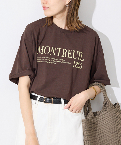 SLOBE IENA(スローブイエナ)の「《一部カラーWEB限定/接触冷感/抗菌防臭》MONTREUILレターロゴTEE(Tシャツ/カットソー・レディース・ホワイト/ブラック/サックスブルー/ブラウン・FREE)」の5枚目の写真