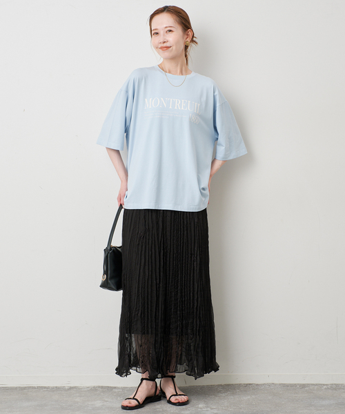 SLOBE IENA(スローブイエナ)の「《一部カラーWEB限定/接触冷感/抗菌防臭》MONTREUILレターロゴTEE(Tシャツ/カットソー・レディース・ホワイト/ブラック/サックスブルー/ブラウン・FREE)」の10枚目の写真