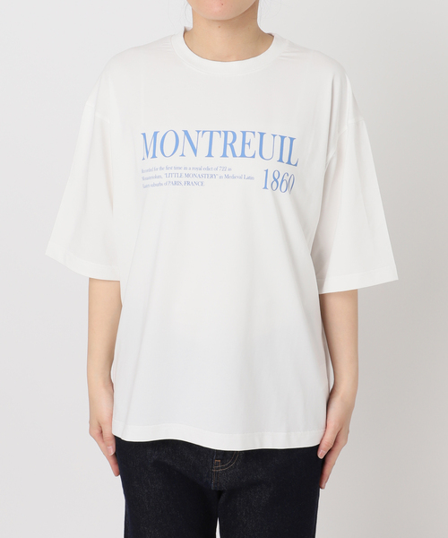 SLOBE IENA（スローブイエナ）の「《一部カラーWEB限定/接触冷感/抗菌防臭》MONTREUILレターロゴTEE（Tシャツ/カットソー・レディース・ホワイト/ブラック/サックスブルー/ブラウン・FREE）」の19枚目の写真