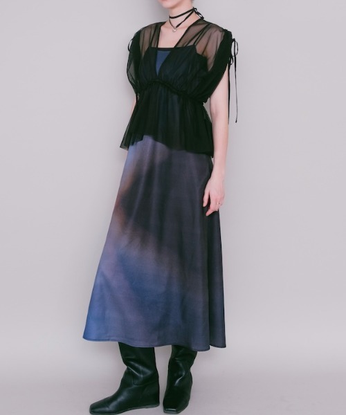 sahara(サハラ)の「Art Print 2piece Dress(ワンピース・レディース・ライトグリーン/ネイビー/ブラック・FREE)」の2枚目の写真