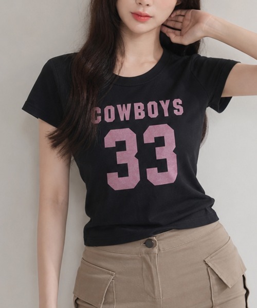 VIVID LADY（ビビッドレディー）の「ナンバリングロゴコンパクト半袖Tシャツ（Tシャツ/カットソー・レディース・ブラック/ホワイト・FREE）」の11枚目の写真