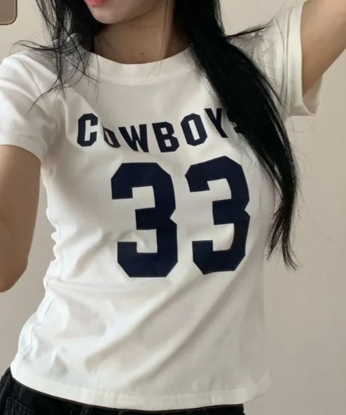 VIVID LADY（ビビッドレディー）の「ナンバリングロゴコンパクト半袖Tシャツ（Tシャツ/カットソー・レディース・ブラック/ホワイト・FREE）」の10枚目の写真