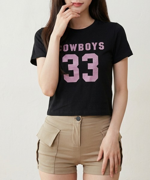 VIVID LADY（ビビッドレディー）の「ナンバリングロゴコンパクト半袖Tシャツ（Tシャツ/カットソー・レディース・ブラック/ホワイト・FREE）」の14枚目の写真