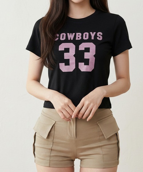 VIVID LADY（ビビッドレディー）の「ナンバリングロゴコンパクト半袖Tシャツ（Tシャツ/カットソー・レディース・ブラック/ホワイト・FREE）」の15枚目の写真