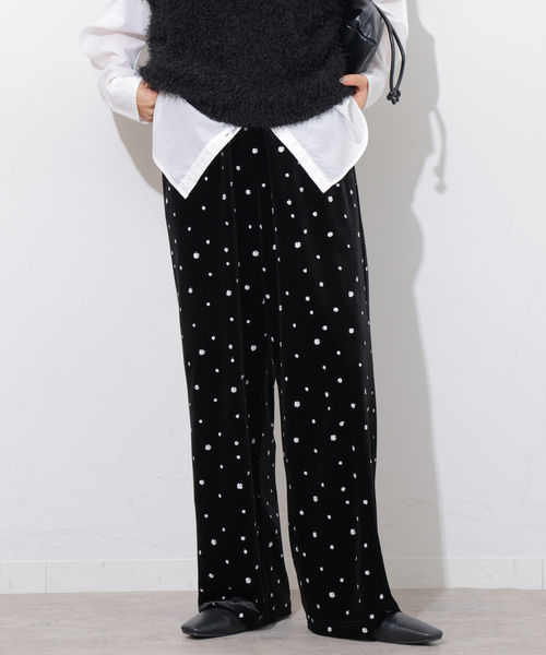 JOURNAL STANDARD relume(ジャーナルスタンダード レリューム)の「《WEB限定追加》小花刺繍ベロアパンツ(その他パンツ・レディース・ブラック・FREE)」の5枚目の写真