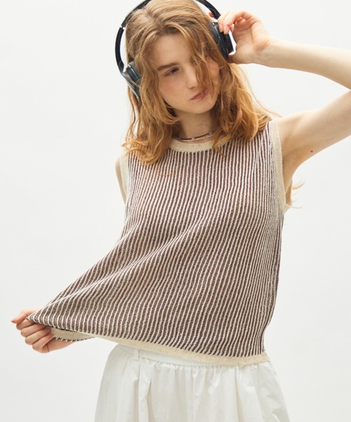 sheer rib knit top / シアーリブニットトップ（ニット/セーター