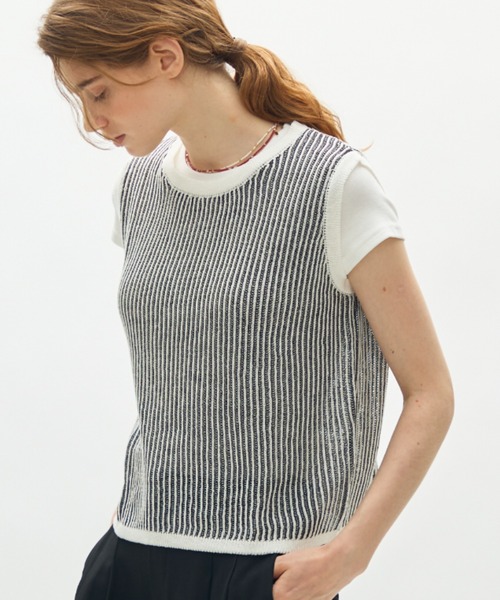 sheer rib knit top / シアーリブニットトップ（ニット/セーター