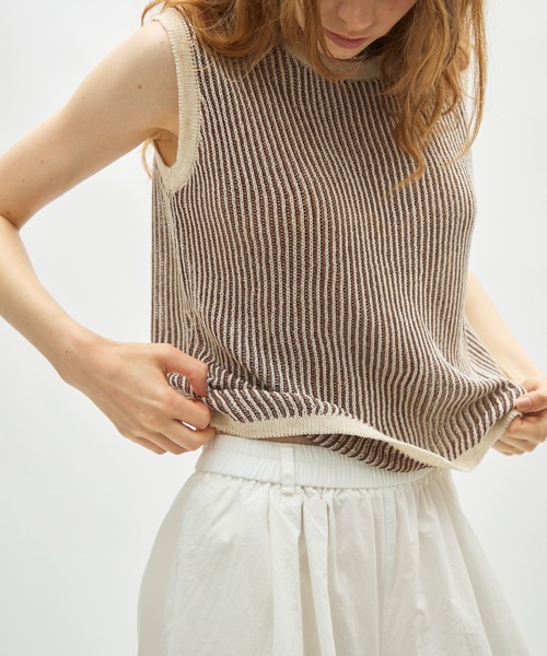 full/fill.（フルフィル）の「sheer rib knit top / シアーリブニットトップ（ニット/セーター・レディース・ブラウン/ブラック・FREE）」の20枚目の写真