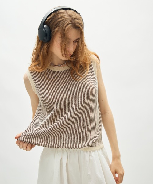 full/fill.（フルフィル）の「sheer rib knit top / シアーリブニットトップ（ニット/セーター・レディース・ブラウン/ブラック・FREE）」の16枚目の写真
