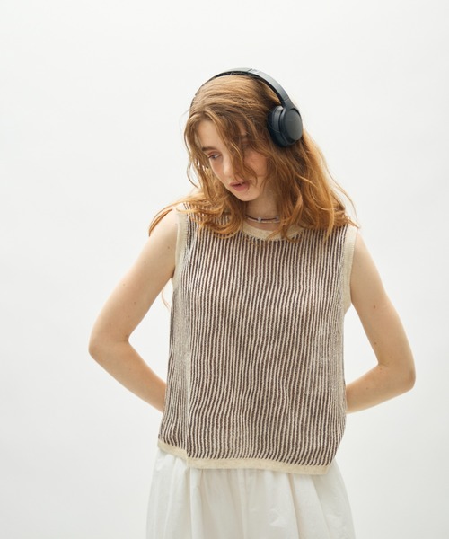 full/fill.（フルフィル）の「sheer rib knit top / シアーリブニットトップ（ニット/セーター・レディース・ブラウン/ブラック・FREE）」の17枚目の写真