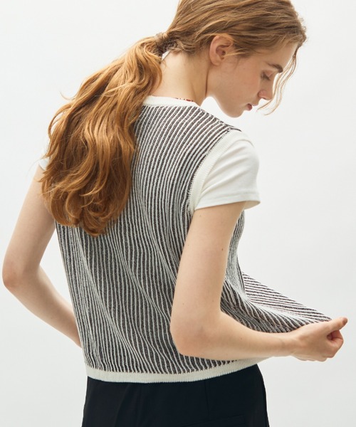 full/fill.（フルフィル）の「sheer rib knit top / シアーリブニットトップ（ニット/セーター・レディース・ブラウン/ブラック・FREE）」の4枚目の写真
