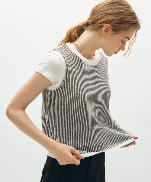 full/fill.（フルフィル）の「sheer rib knit top / シアーリブニットトップ（ニット/セーター・レディース・ブラウン/ブラック・FREE）」の5枚目の写真