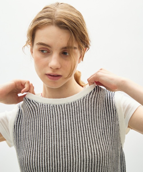 full/fill.（フルフィル）の「sheer rib knit top / シアーリブニットトップ（ニット/セーター・レディース・ブラウン/ブラック・FREE）」の6枚目の写真