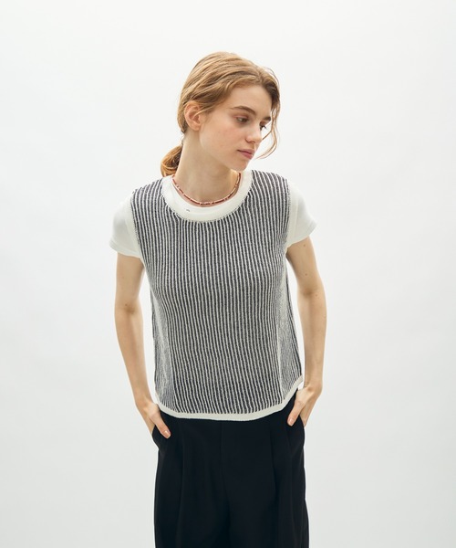 full/fill.（フルフィル）の「sheer rib knit top / シアーリブニットトップ（ニット/セーター・レディース・ブラウン/ブラック・FREE）」の7枚目の写真