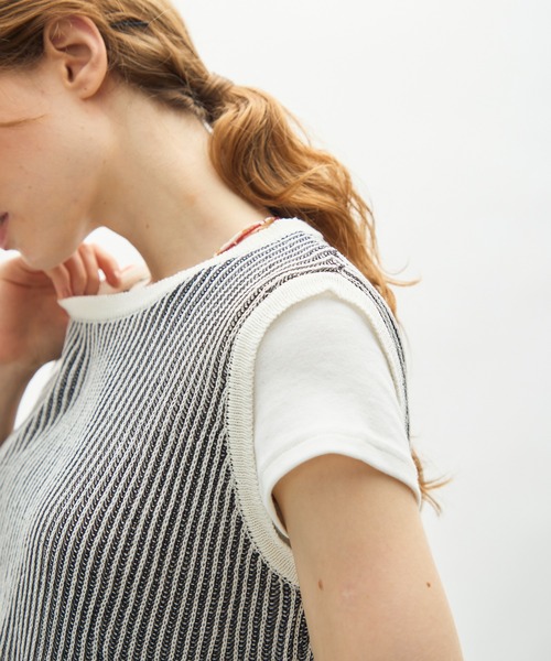 full/fill.（フルフィル）の「sheer rib knit top / シアーリブニットトップ（ニット/セーター・レディース・ブラウン/ブラック・FREE）」の9枚目の写真