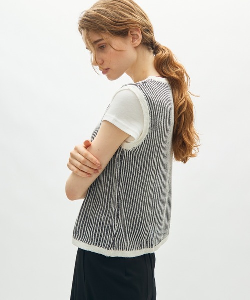 full/fill.（フルフィル）の「sheer rib knit top / シアーリブニットトップ（ニット/セーター・レディース・ブラウン/ブラック・FREE）」の10枚目の写真
