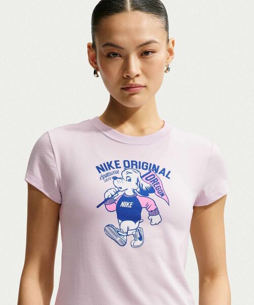 NIKE(ナイキ)の「ナイキ スポーツウェア チル ニット ウィメンズ スリム モッドクロップド Tシャツ / Nike Sportswear Chill Knit Women's Slim Mod-Cropped T-Shirt IM6415-583 Bleached Lilac(Tシャツ/カットソー・レディース・パープル系その他・L/M)」の1枚目の写真