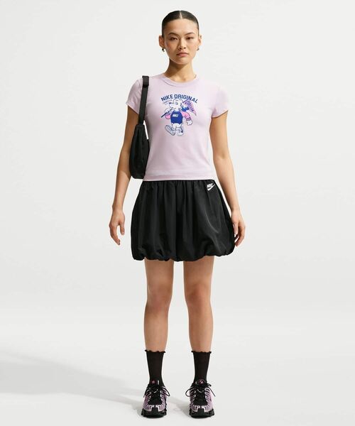 NIKE(ナイキ)の「ナイキ スポーツウェア チル ニット ウィメンズ スリム モッドクロップド Tシャツ / Nike Sportswear Chill Knit Women's Slim Mod-Cropped T-Shirt IM6415-583 Bleached Lilac(Tシャツ/カットソー・レディース・パープル系その他・L/M)」の3枚目の写真